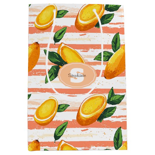 Mango Fruit Muster mit grünen Blätter Mittlere Geschenktüte (Vorderseite)