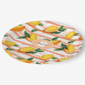 Mango Fruit Muster mit grünen Blätter Pappteller (Schrägansicht)
