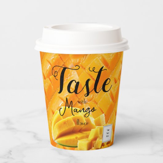 Mango-Geschmack Pappbecher (Rückseite)