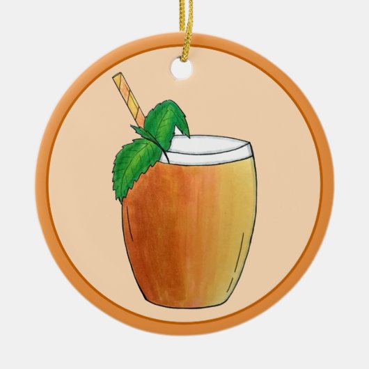 Mango Lassi Erfrischend indischer Jogurt Fruchtsaf Keramik Ornament (Vorne)