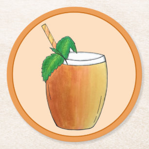 Mango Lassi Lassis Indian Food Yogurt Drink Runder Pappuntersetzer