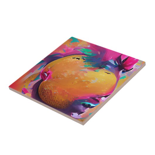 Mango lebendige, farbenfrohe abstrakte Grafik  Fliese (Seite)