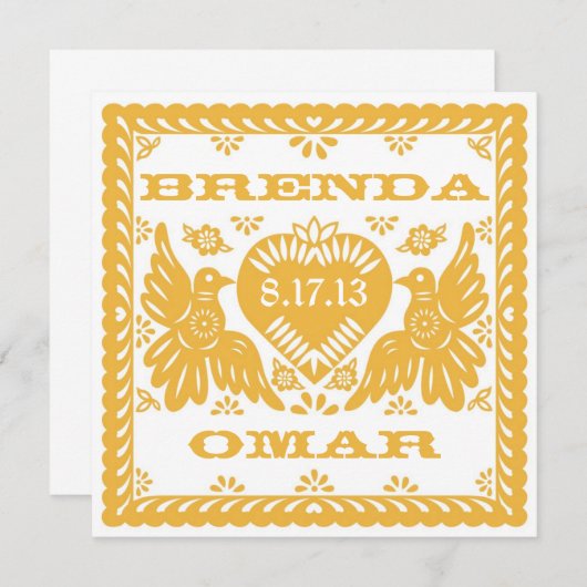 Mango-Liebe-Vögel Papel Picado Einladung (Vorne/Hinten)