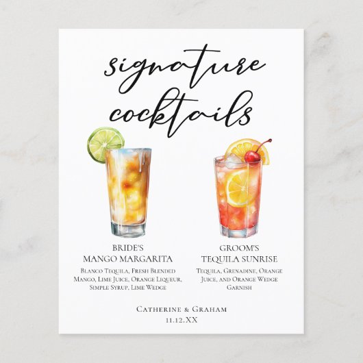 Mango Margarita Tequila Sunrise Cocktails Menü (Vorderseite)