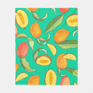 Mango Medley: tropisches Fruchtmuster Fleecedecke