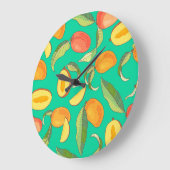 Mango Medley: tropisches Fruchtmuster Große Wanduhr (Winkel)