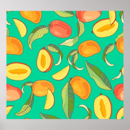 Mango Medley: tropisches Fruchtmuster Poster (Vorne)