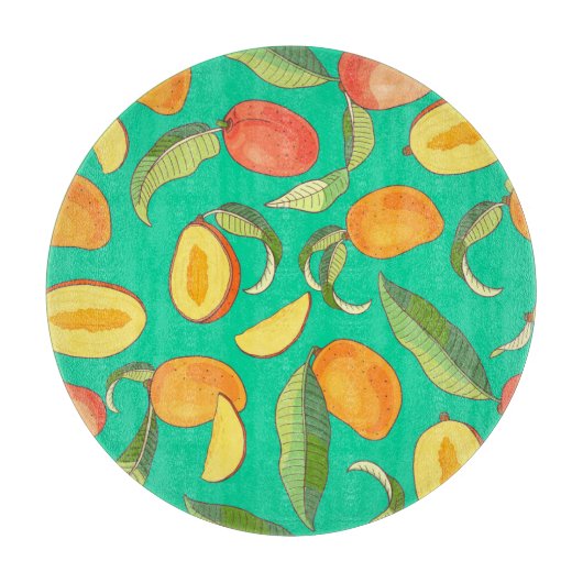 Mango Medley: tropisches Fruchtmuster Schneidebrett (Vorderseite)