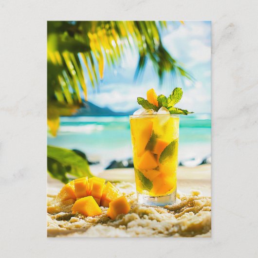 Mango Mint Cocktail - Tropische Atmosphäre Feiertagspostkarte (Vorderseite)