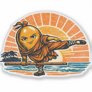 Mango Monk Beach Yoga — Vintage Sommer Krieger  Aufkleber