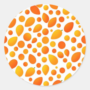Mango-Muster Lebendige Tropische Früchte Runder Aufkleber