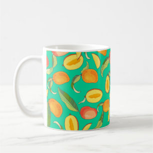 Mango. Nahtloses Muster mit gelben und roten Trope Kaffeetasse