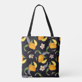 Mango. Nahtloses Muster mit gelben und roten Trope Tasche (Rückseite)