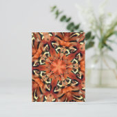 Mango Pheasant Feather Kaleidoscope Mandala Postkarte (Stehend Vorderseite)