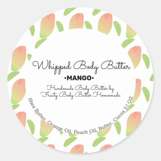 Mango Scent Butter Bath Branding Verpackung Runder Aufkleber (Vorderseite)