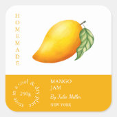 Mango Small Business Label Quadratischer Aufkleber (Vorderseite)