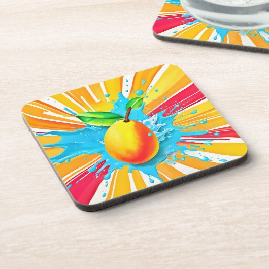 Mango Splash Delight Getränkeuntersetzer (Linke Seite)