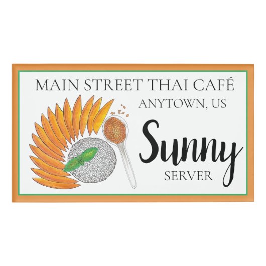 Mango Sticky Rice Dessert Thai Küche Namenschild (Vorderseite)