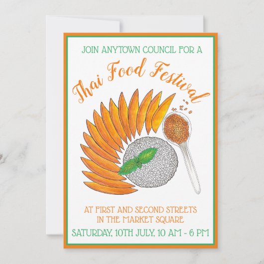 Mango Sticky Rice Thai Restaurant Dinner Party Einladung (Vorderseite)
