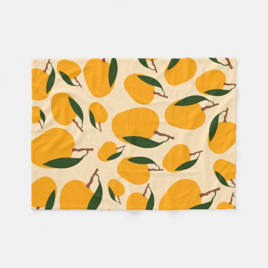Mango Summer Frucht Muster Fleecedecke (Vorderseite (Horizontal))
