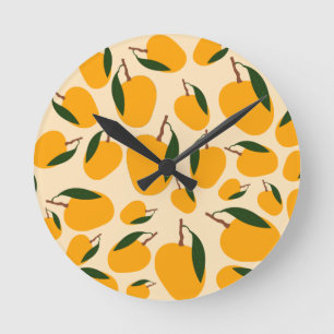 Mango Summer Fruit Muster Küche Dekoration Runde Wanduhr