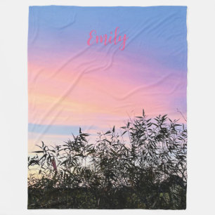 Mango Sunset Sky Blue Pink Blanket Fleecedecke