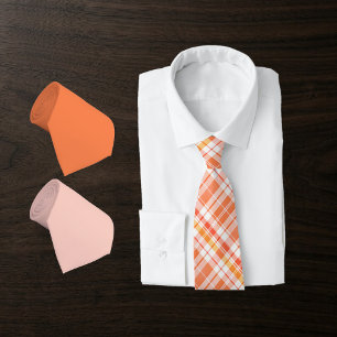 Mango Tango – passt zu Tartan Plaid in Coral... Krawatte