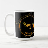 MANGO-Teamname bearbeitet Text orange Kaffeetasse (Links)