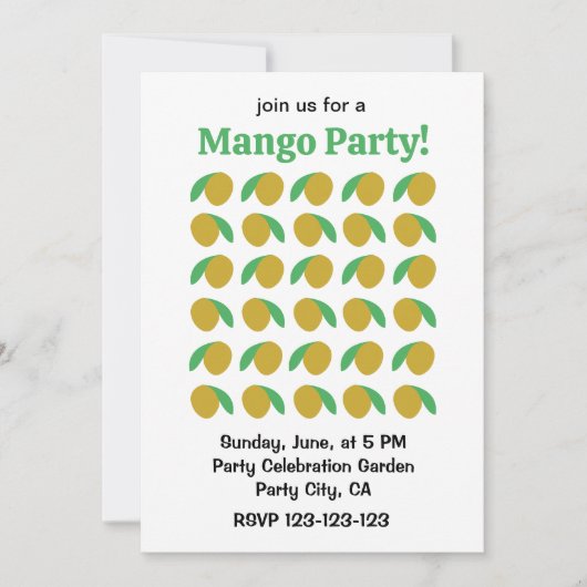 Mango Tropical Fruchtsommer Party Einladung (Vorderseite)