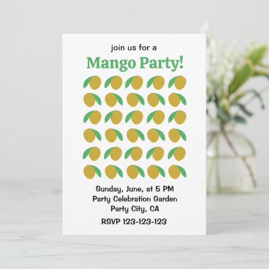 Mango Tropical Fruchtsommer Party Einladung (Stehend Vorderseite)