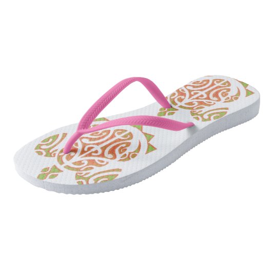 Mango und Limone polynesische Schildkröte Badesandalen (Schrägansicht)