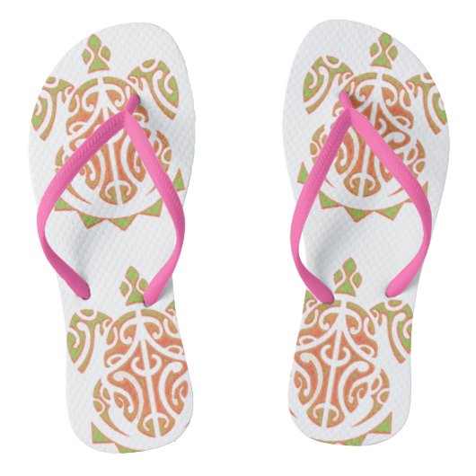 Mango und Limone polynesische Schildkröte Badesandalen (Fußbett)