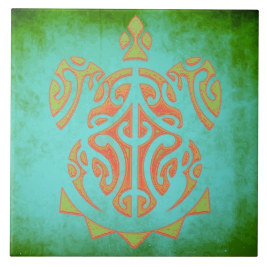 Mango und Limone polynesische Schildkröte Fliese (Vorderseite)