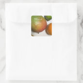 Mango und Zitrusfrucht Danke Quadratischer Aufkleber (Tasche)
