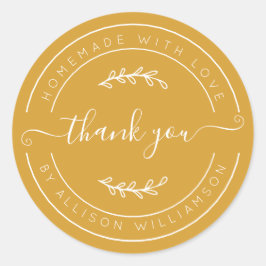 Mango Yellow Homemade Thank You Label Runder Aufkleber