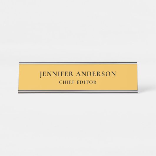 Mango Yellow Professional Modern Plain Minimalist Schreibtischnamensplakette (Vorderseite )