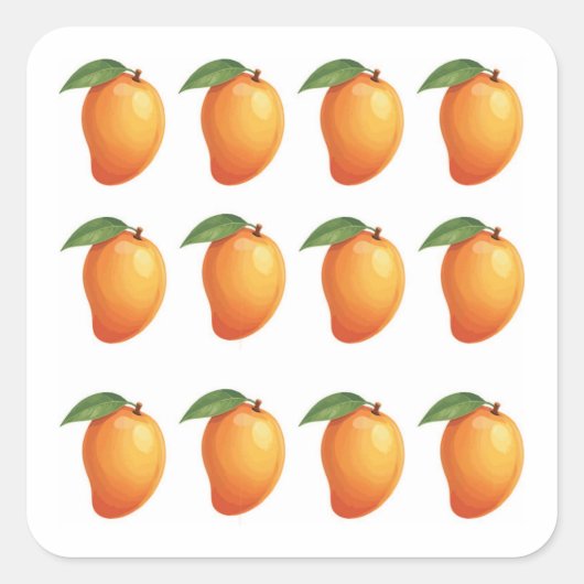 Mangofrucht  quadratischer aufkleber (Vorderseite)
