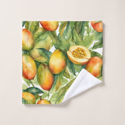 Mangofrüchte und Blätter Badhandtuch Set (Waschlappen)