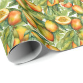 Mangofrüchte und Blätter  Geschenkpapier (Rolleneckpunkt)
