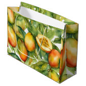 Mangofrüchte und Blätter Große Geschenktüte (Vorderseite Schrägansicht)