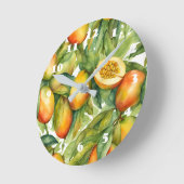 Mangofrüchte und Blätter  Runde Wanduhr (Winkel)
