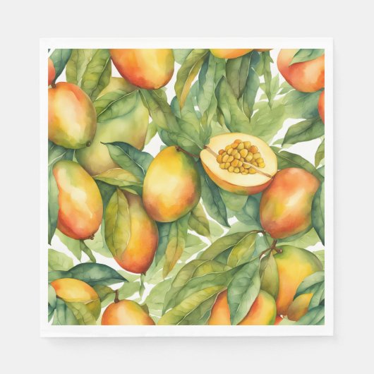 Mangofrüchte und Blätter  Serviette (Vorderseite)