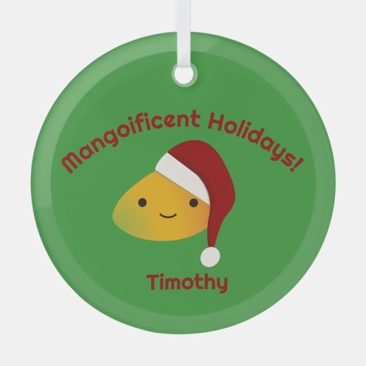 Mangoificent Holidays Santa Mango Glas Ornament (Vorderseite)