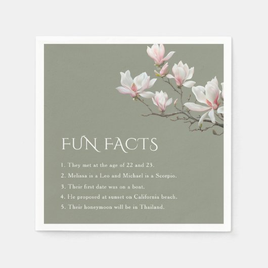 Mangolia Sage Green Fun Facts Wedding  Serviette (Vorderseite)