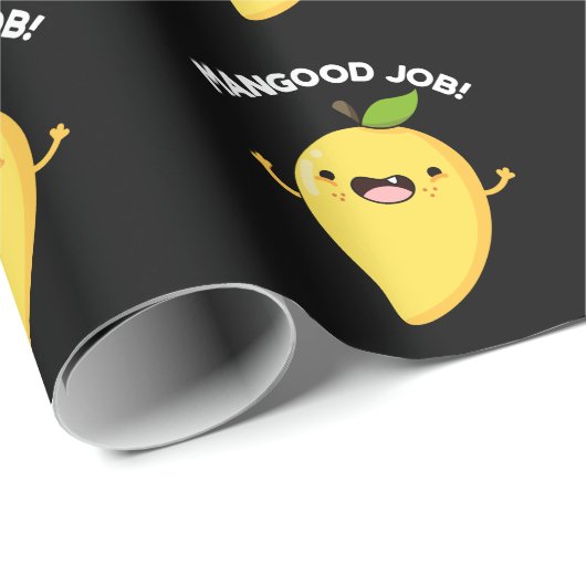 Mangood Job Funny Mango Obst Pun Dark BG Geschenkpapier (Rolleneckpunkt)