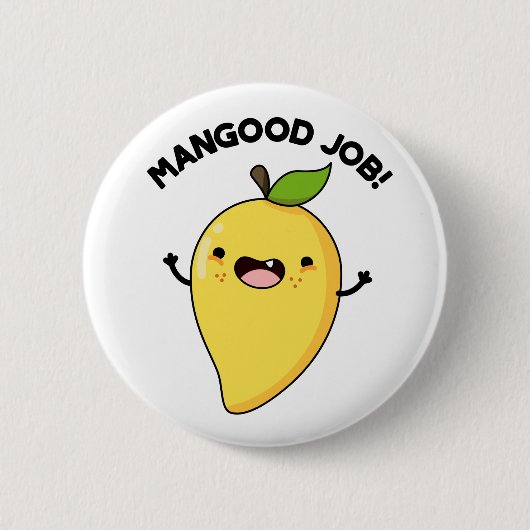 Mangood Job Funny Mango Obstpuppe Button (Vorderseite)