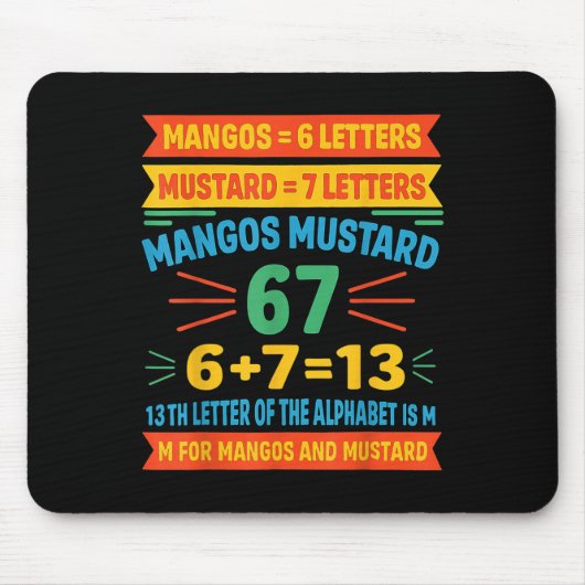 Mangos Senf 67 Tee Lustiger Alphabet-Code M Meme F Mousepad (Vorne)