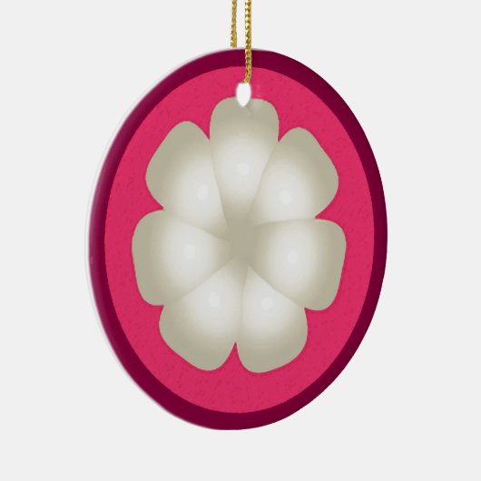 Mangosteen Stilisierte Exotic Fruit Slice Keramik Ornament (Rechts)