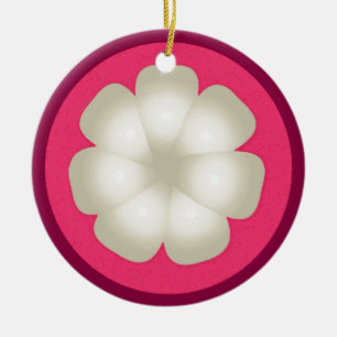 Mangosteen Stilisierte Exotic Fruit Slice Keramik Ornament