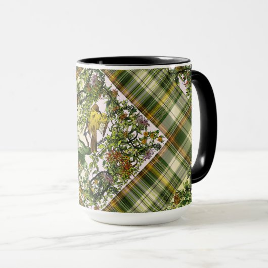 Mangrove Cuckoo/Kariertes Patchwork Tasse (VorderseiteRechts)